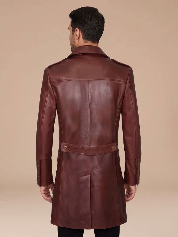 Men's Oxblood Double-Breasted Trench Coat