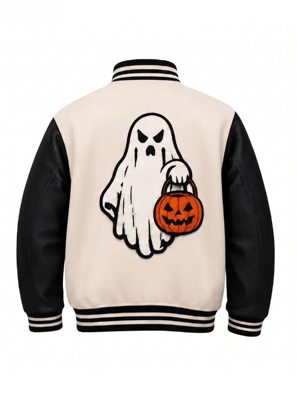 Trick or Treat Black and Cream Varsity Jacket