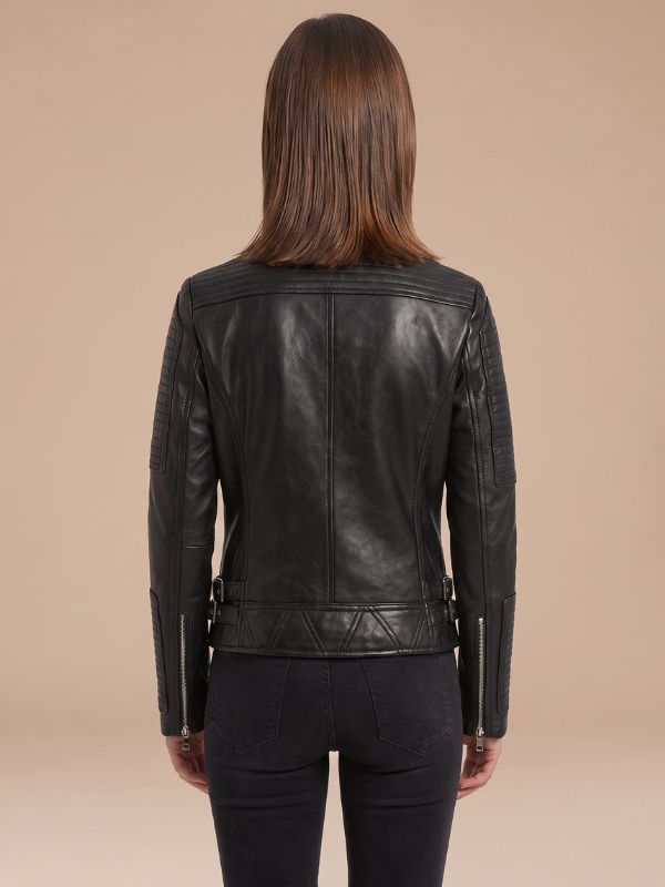 Women's Black Genuine Leather Asymmetric Biker Jacket