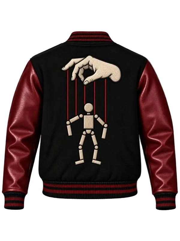 Marionette Hand Black and Maroon Varsity Jacket