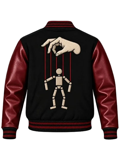 Marionette Hand Black and Maroon Varsity Jacket