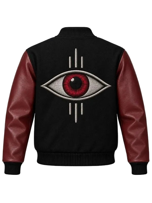 Supernatural Eye Black and Maroon Varsity Jacket