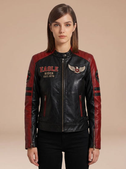 Womens Eagle Rider Geniune Leather Biker Jacket