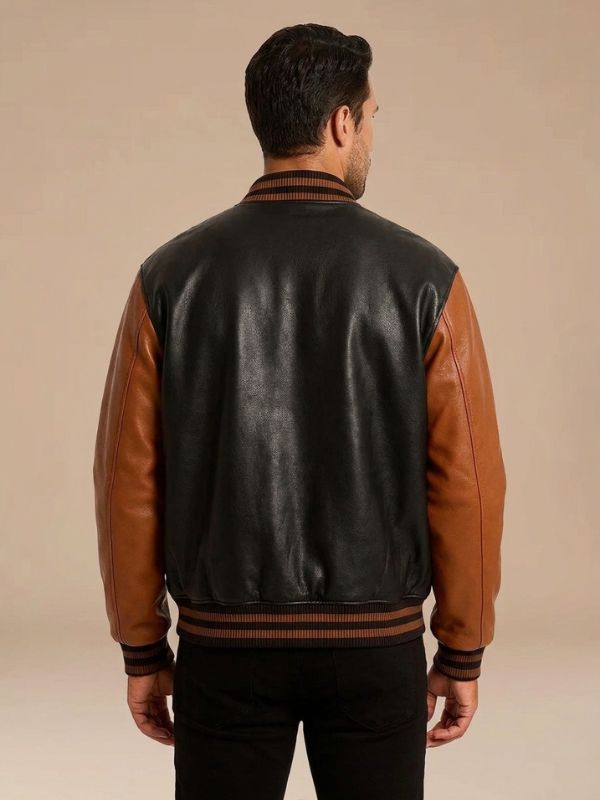 Brown Tan Bomber Leather Jacket for Men