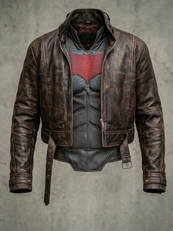 DC Titans Jason Todd Distressed Leather Jacket