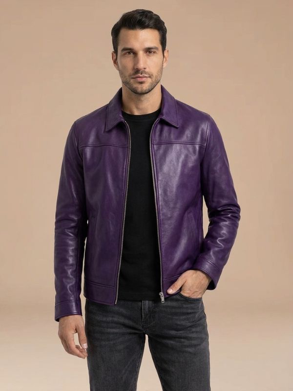 Men's Classic Zip-Front Style Leather Jacket