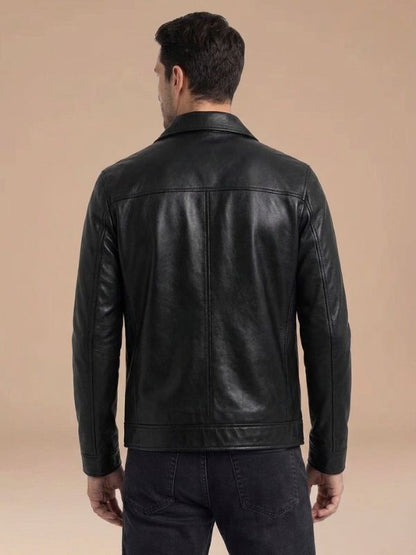 Men's Handmade Zip-Front Style Leather Jacket