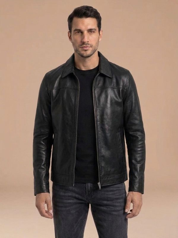 Men's Handmade Zip-Front Style Leather Jacket