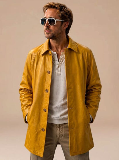 Project Hail Merry Yellow Leather Trench Coat
