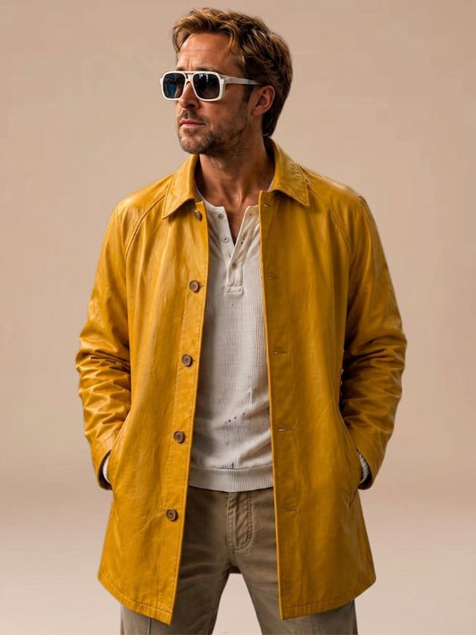 Project Hail Merry Yellow Leather Trench Coat