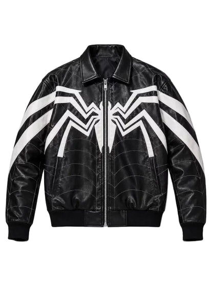 Spider-Man Symbiote Black Leather Bomber Jacket