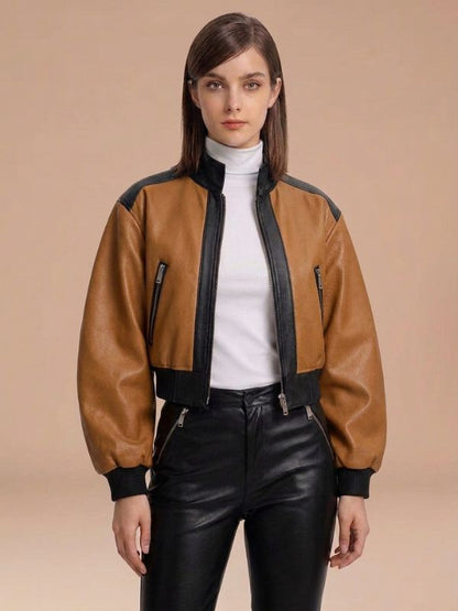 Women's Handmade Genuine Leather Cropped Jacket