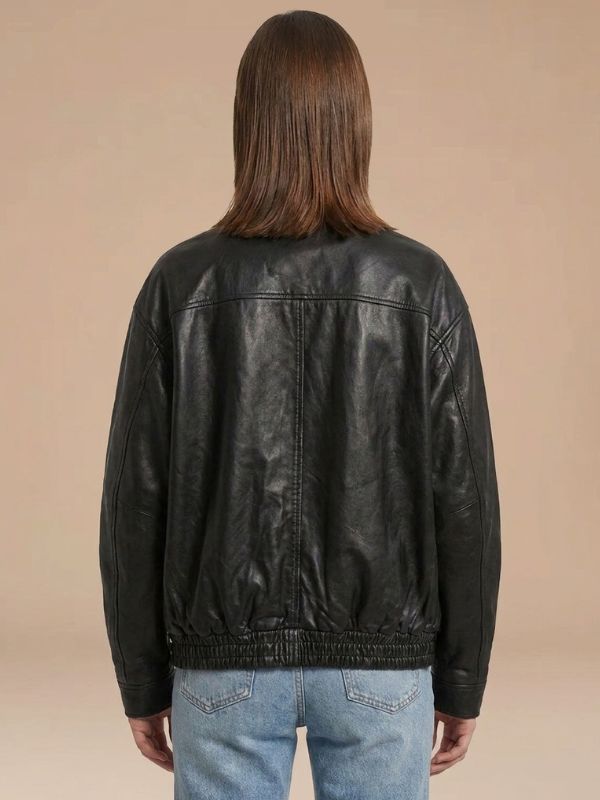 Women's Street Style Oversized Black Bomber Jacket
